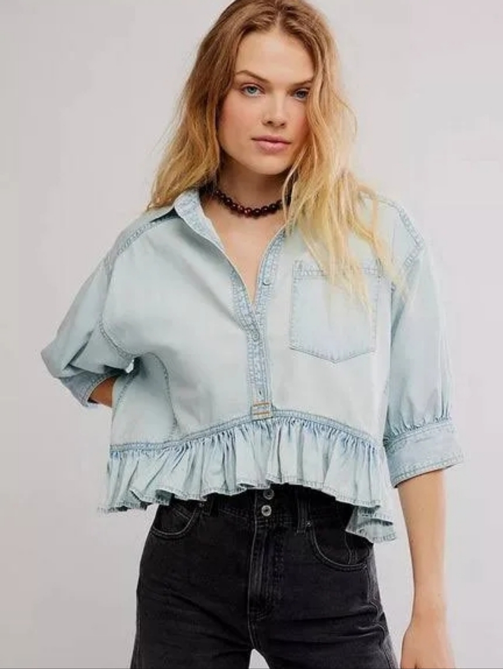 NWT Free People Bailey Denim Shirt